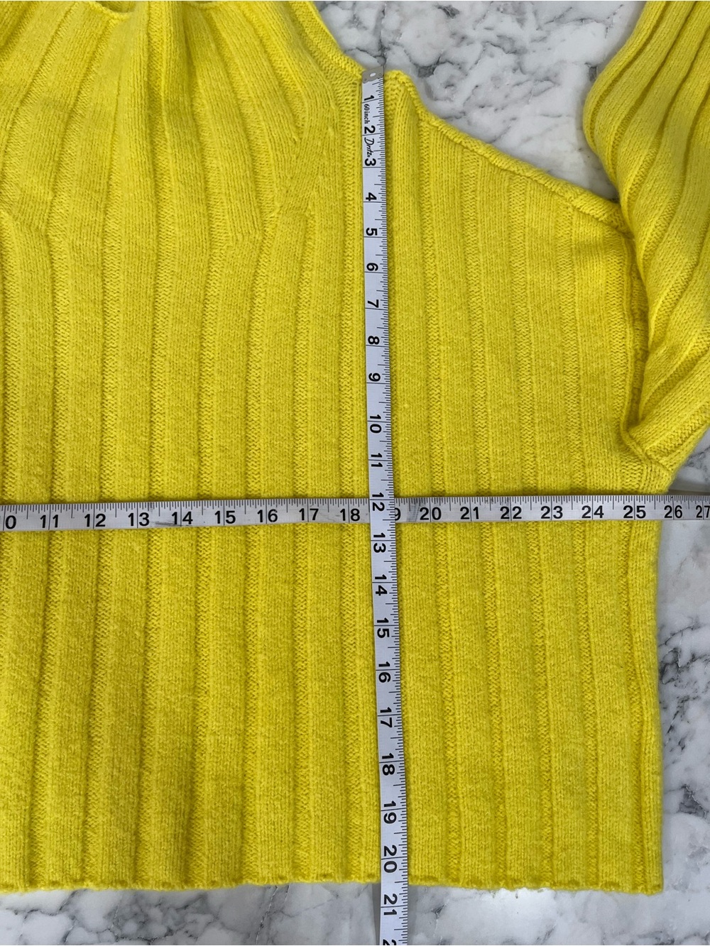 Anthropologie Maeve electric yellow funnel neck sweater mini skirt set wool yak - Picture 9 of 14